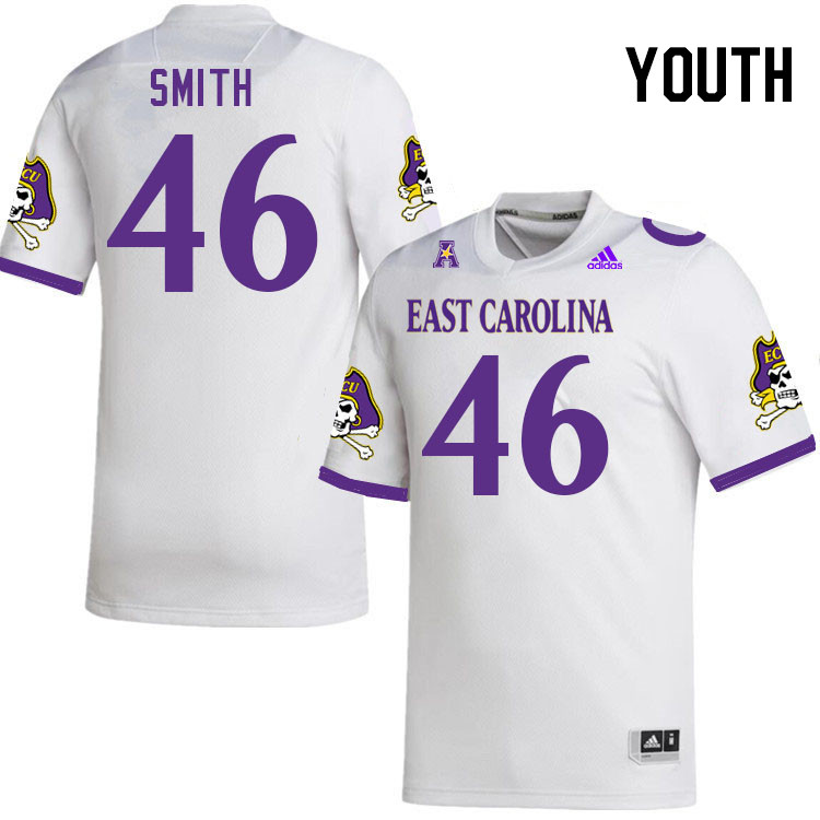 Youth #46 Carson Smith ECU Pirates 2023 College Football Jerseys Stitched-White - Click Image to Close